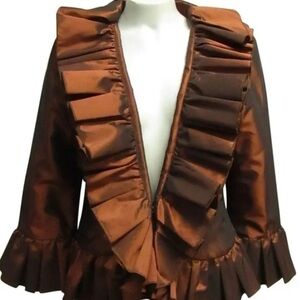St. John Bronze Ruffled Jacket